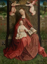 Az angyalok által koronázott Madonna (olaj a panelen)
