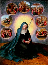 Hét Fájdalmas Szűzanya - A Hét Fájdalom Szűza - A fél női alakok mesterének festménye (aktív 1530-1560) 16. század - Olaj, fa - 75x56,7 - Museu Nacional d