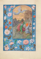 Izabella katolikus királyné, spanyol királynő órái: Fol. 131v, Angyali üdvözlet..., c. 1500.