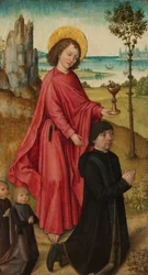 Egy adományozó és két fia Szent János evangélistával, 1480 körül (olaj, tábla)