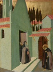 Szent Antal elhagyja kolostorát, 1430-1435 körül (tempera, nyárfa tábla)