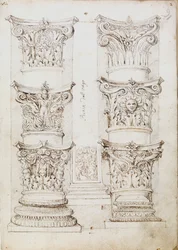 Hat nagybetű, egy lesen és két oszlopalap, c1512-1517