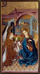 A Felső-Rajna mesterének Angyali üdvözlet festménye (15. század) 1460 Lyon, Musee des Beaux Arts