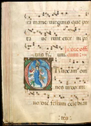 Szűz mennybemenetele, f.72v fokozatos, 15. század végi (tinta, tempera és aranylevél pergamenen)