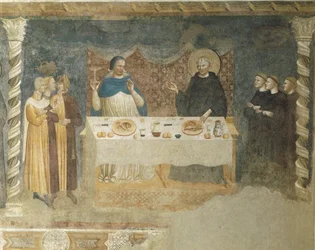 Arezzói Szent Guido csodája, freskó, Refektórium, Pomposa Szent Mária apátság, Emilia-Romagna
