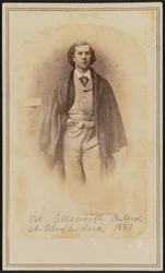 Carte-de-visite ezredes portréja. Elmer Ephraim Ellsworth, 1861.
