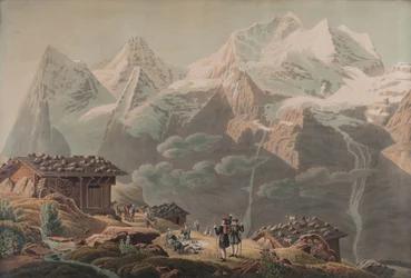 A Jungfrau, a Münch, az Eiger Wengernalpból 1822 (akvarell)