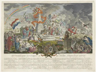 Az igazi hazaszeretet allegóriája, 1788 Szimbolikus művészeti nyomat az igaz hazaszeretetről (cím a tárgyon)