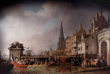 Napóleon Bonaparte (1769-1821) és Josephine de Beauharnais (1763-1814) Antwerpenben Mathieu Ignace Van Bree (1773-1839) 1803. július 18-i festménye