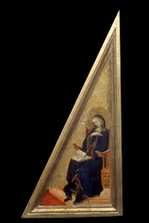 Matteo Giovanetti (1300-1369) Angyali üdvözlet festménye, 14. század V. 0,22x0,42 m
