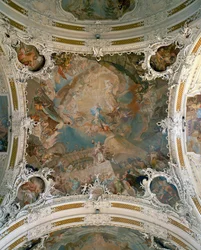 Mennyezeti freskó a Wilten templomban, Innsbruck, Ausztria (freskó)