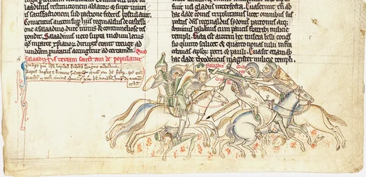 Saladin megörökíti a Szent Keresztet a Chronica maiora I-ből, Matthew Paristól, 13. század