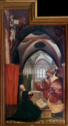 Issenheim-oltárkép (vagy Isenheim): Mathis Neithardt Gothardt Matthias Grunewald (1480-1528) „Az Angyali üdvözlet” táblái (ec.all.) 1512-1516 Colmar, Musee Unterlinden