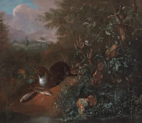 Erdei csendélet vidrával és két hallal, 1650-1700 körül (olaj, vászon)