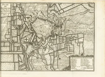 Beleg van Bethune, 1710 A szövetségesek által ostromlott artois-i Bethune erődváros térképe (cím az objektumon)