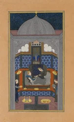 Bahram Gur és az indiai hercegnő a sötét palotában szombaton, 23v fólió, kb. 1430.