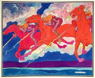 Attila égből alászálló légiói, 1920 körül (akvarell, papír)