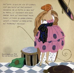 Nő a tükre előtt, Revillon szőrmék reklámja, c. 1920-1930 (illusztráció)