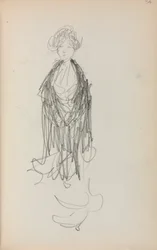 Olasz vázlatfüzet: Álló nő kendővel 54. oldal, 1898-1899.