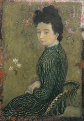 Eva Meurier zöld ruhában