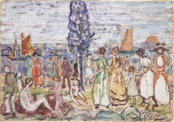 Strand kék fával