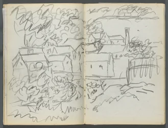 Sketchbook, The Dells, 127. szám, 096. és 97. oldal: Tájkép házakkal