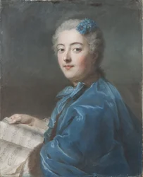 Marie Sophie de Courcillon, Picquigny hercegnője, Rohan hercegnője (1713-1756), La Tour, Maurice Quentin de (1704-1788). Pasztell papíron, c. 1740. Méretek: 61 x 49,7 cm. Nemzeti Múzeum Stockholm