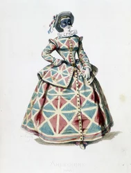 Harlekinjelmez és álarc 1855-ben, a commedia dell