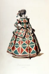 Harlekinjelmez és -maszk 1855-ben, Harlekin női alakja a commedia dell