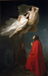 Dante és Virgil találkozik Francesca da Riminivel és sógorával, Paolo Malatesta-val, aki a házasságtörésben bűnös, az alvilági kéjkörben.”