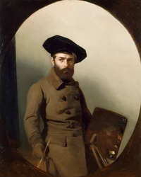 Carlo Bellosio festő portréja, Mauro Conconi (1815-1860), olaj, vászon