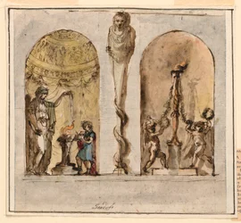 Rajz, festett faldíszítés, 1800-1830