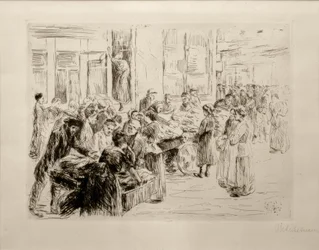M.Liebermann, Az amszterdami zsidónegyedből, szekérkereskedelem