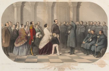 Viktória királynő és Albert herceg találkozik a krími veteránokkal, 1855 körül
