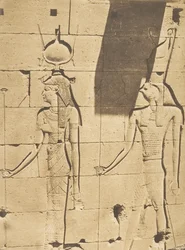 Isis és Horus-Arsiesi – dombormű Kalabcheh Talmis templomából, 1850. április 8.