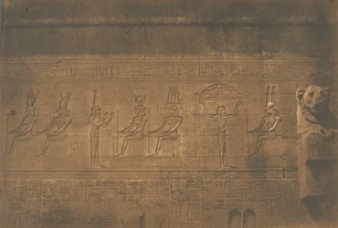 Faragványok a nagy Dendera Tentyris-templom hátsó homlokzatán, 1849-50.