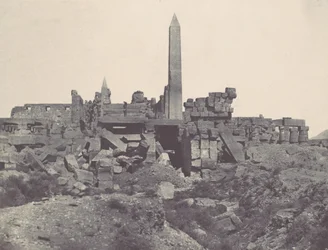 Théba. karnaki palota. Gránit szentély és Hypostyle Hall, 1850.