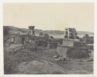 Falu és templom Beghé szigetén, Philoe-tól nyugatra; Núbia, 81. tábla az "Egypte, Nubie, Palestine et Syrie" című albumból (1852).