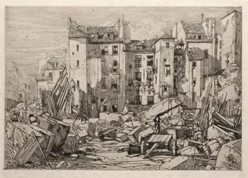 Régi házak lerombolása Párizsban, 1862.