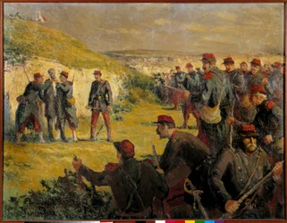 Párizs kommün: „” Eugene Varlin (1839-1871) halála a Versailles-ban 1871.05.28-án” Maximilian Luce (1858-1941) festménye 19. századi Párizs. Mûvészeti Dolgozók Szakszervezeti Kamara