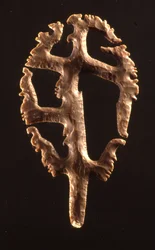 Különc kovakő, amelyet a Hieroglif lépcsőn lefelé helyeztek el, Copan, Késő Klasszikus Időszak (600-900) (kőkő)