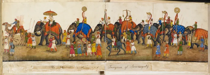 Felvonulási panoráma, illusztráció a „Reminiscences of Imperial Delhi”-ből. A Delhi könyv, Sir Thomas Theophilus Metcalfe