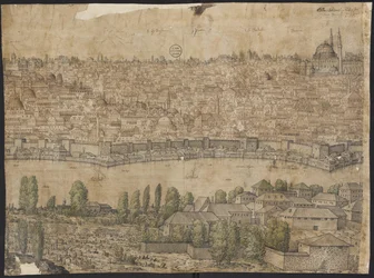 Konstantinápoly kilátása, 14. lap, Melchior Lorck, 1559