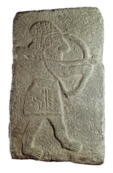Hettita íjász, Kapara palotájából, Guzana királyából, Tell Halafból (Szíria), Kr.e. 9. század (alacsony dombormű a kövön)