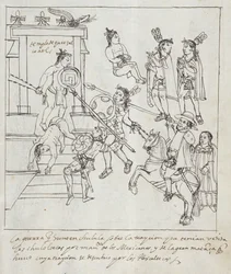 Ms Hunter 242 f.256r Evangélikus Battle, a Historia de Tlaxcala-ból, Diego Munoz Camargo