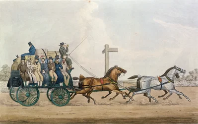 Érkezés a színpad végére, J. Harris metszete, 1856