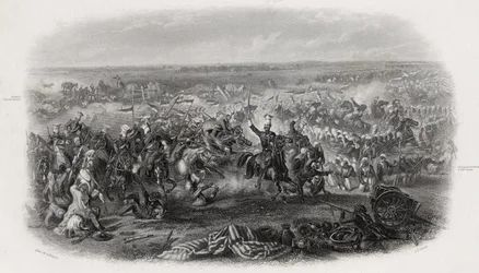 Aliwal-i csata, India, 1846. január 28., metszet: J.J. Legénység