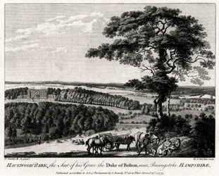 Hackwood Park, az ő kegyelme, Bolton hercegének székhelye, Basingstoke közelében, Hampshire, 1775.