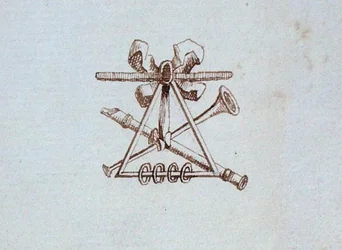 Rajz Michael Faraday vendégkönyvéből (toll és tinta papíron)