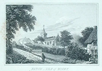 Niton templom, Wight-sziget, Michael Faraday albumából (metszet)